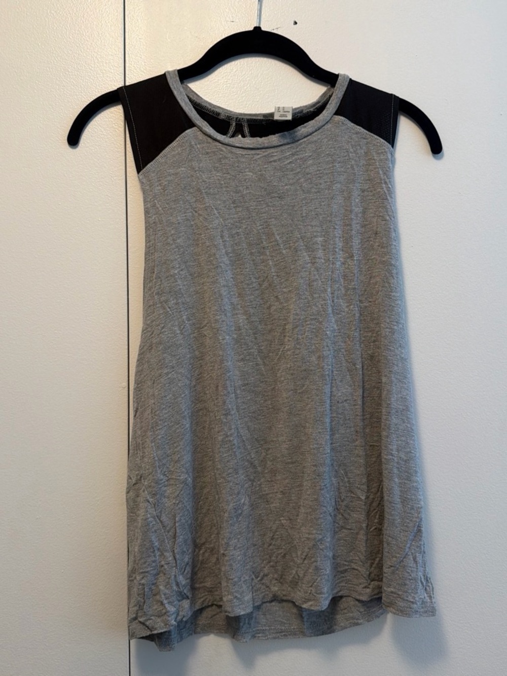 Forever 21 Grey Tank Top with Black Shoulder Panels